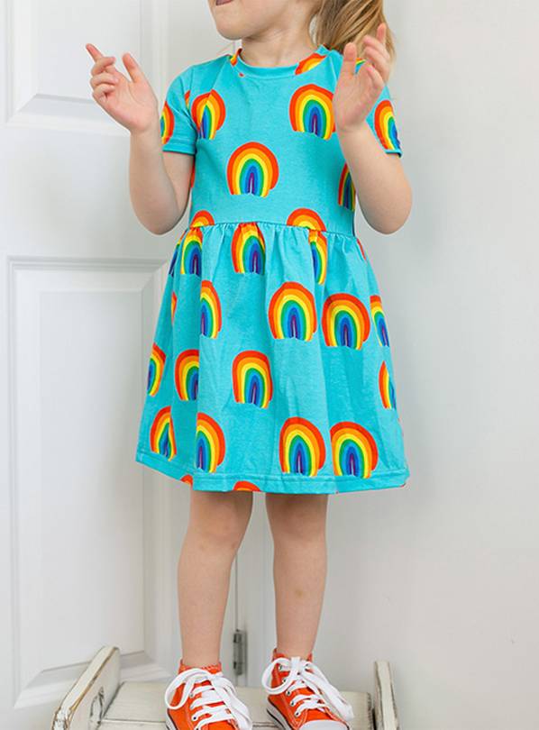 FRED & NOAH Aqua Rainbow Dress 1-2 Years